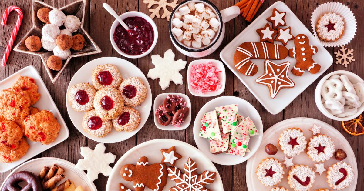 Festive holiday treats laid out on a table