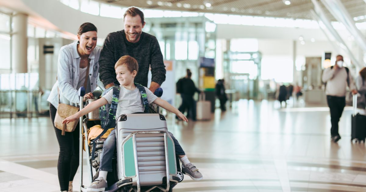 Family setting off on a travel adventure