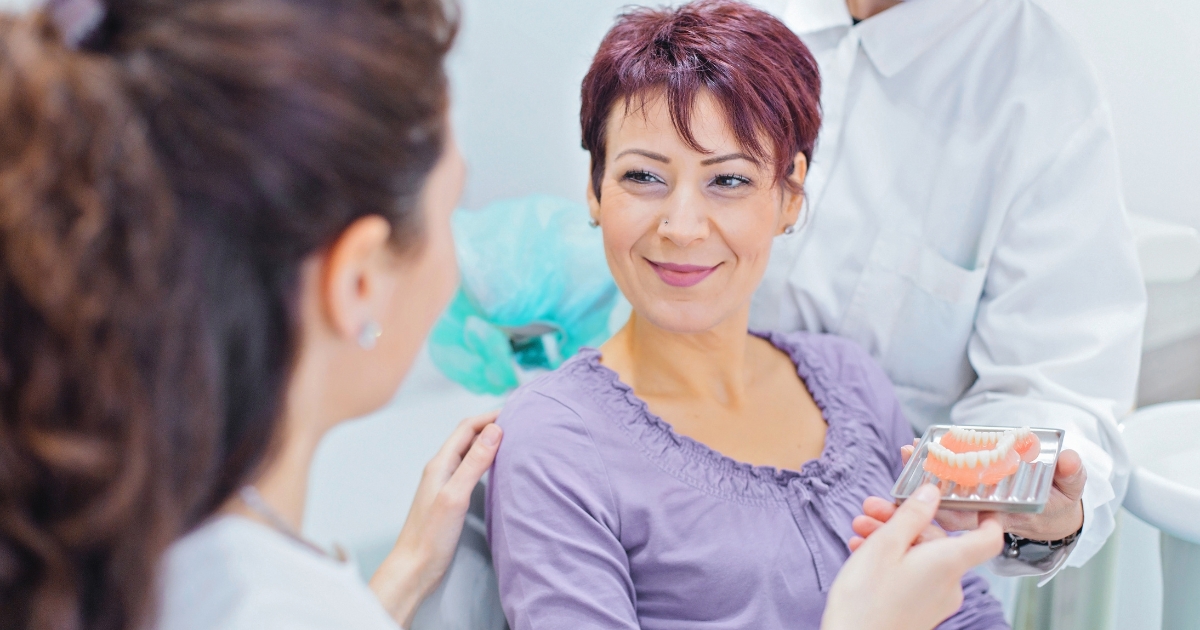 Woman smiling in a dental practice