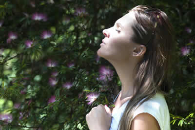 Person practising nasal breathing techniques
