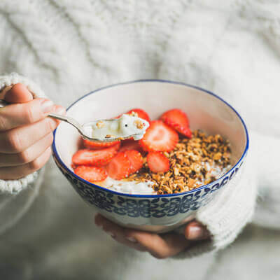 Granola breakfast bowl with fruit