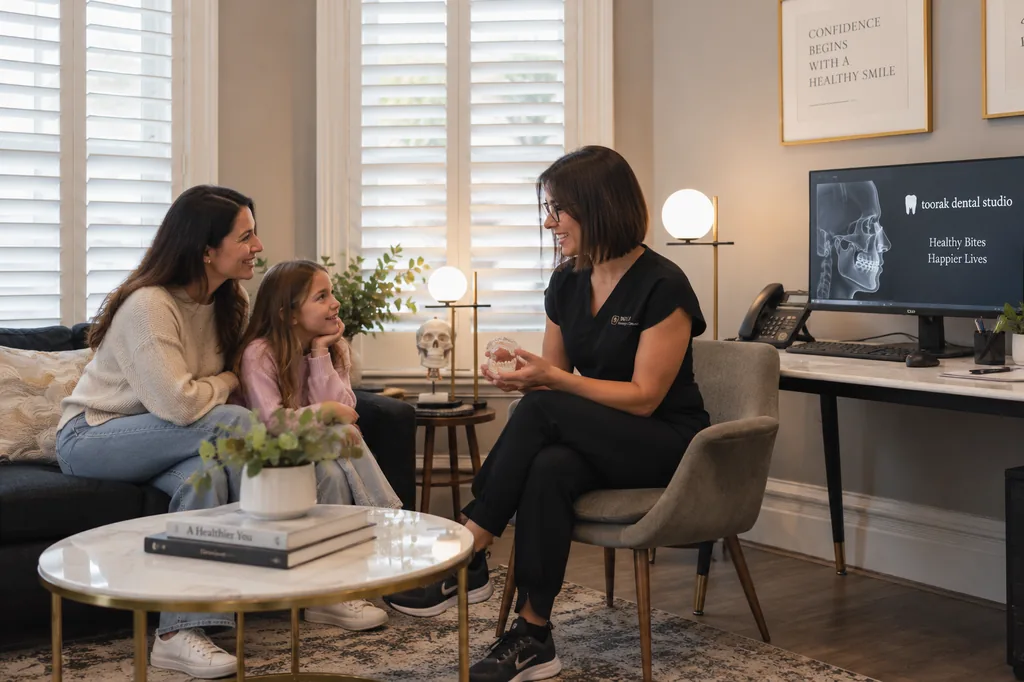 Clinician answering a patient's questions during a consultation at TMJ Therapy Centre Toorak