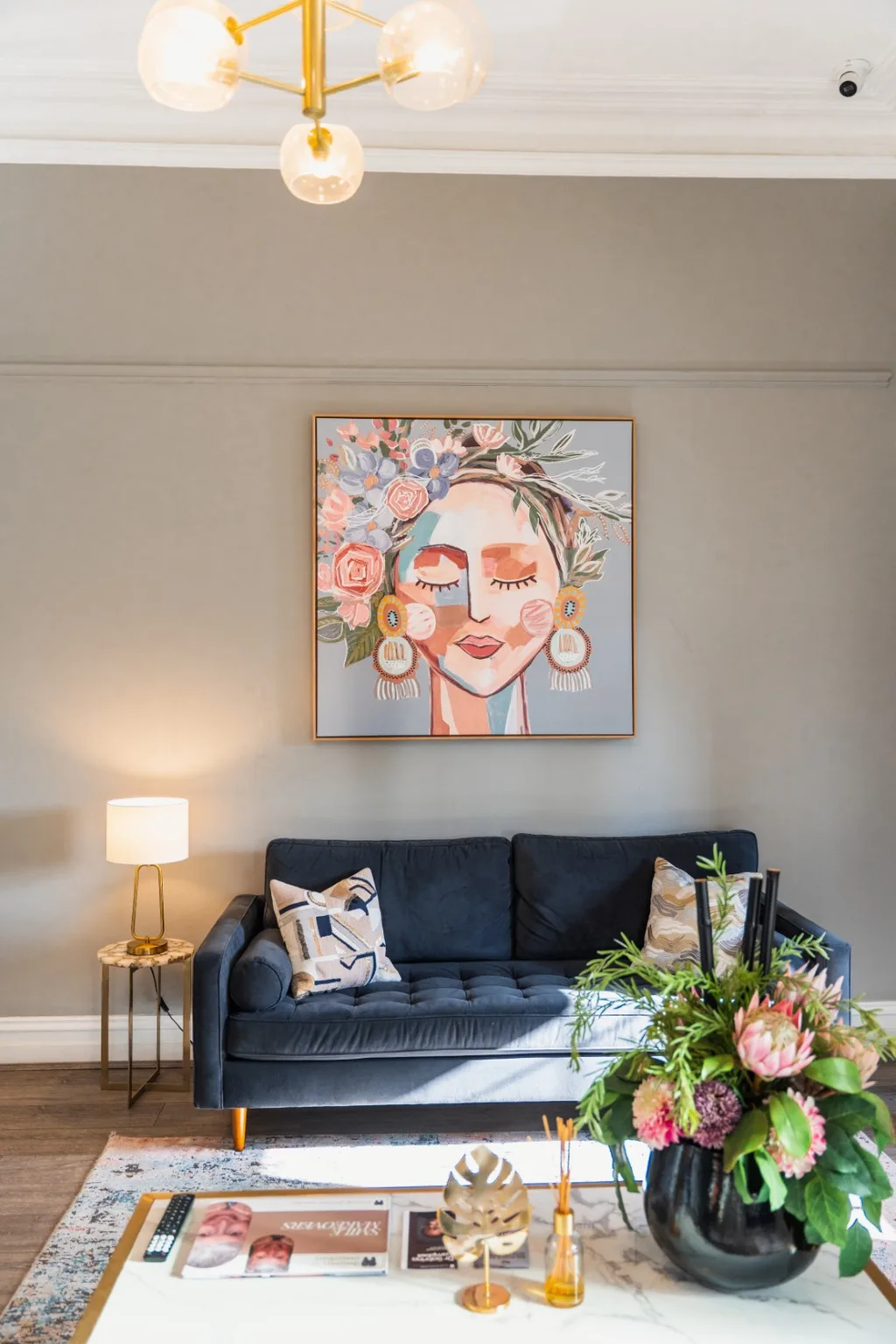 Calm waiting lounge with floral artwork at TMJ Therapy Centre in Toorak, Melbourne